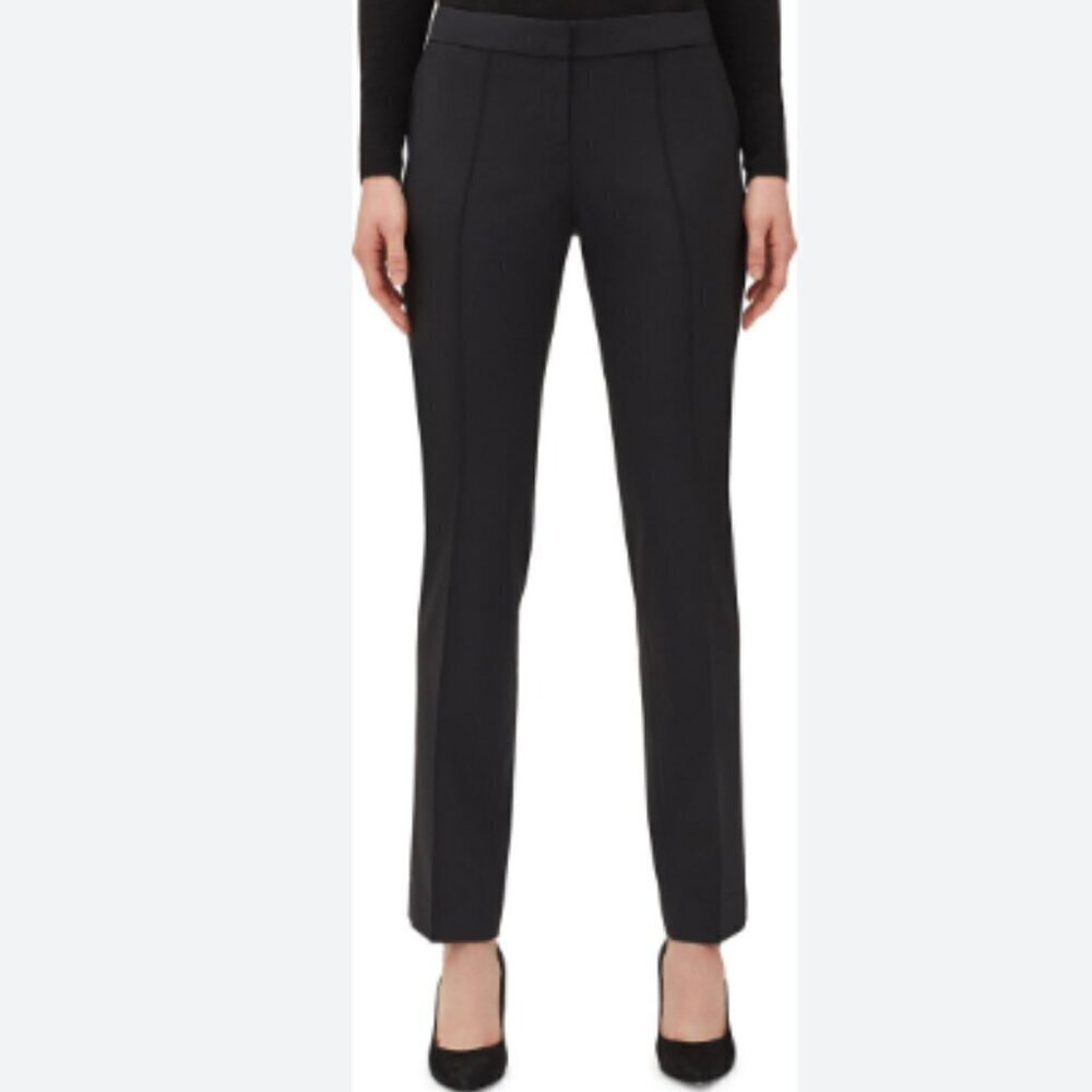 Lafayette 148 sz 10 Black New York Essex Front-Seam Ankle Pants Slim Trousers